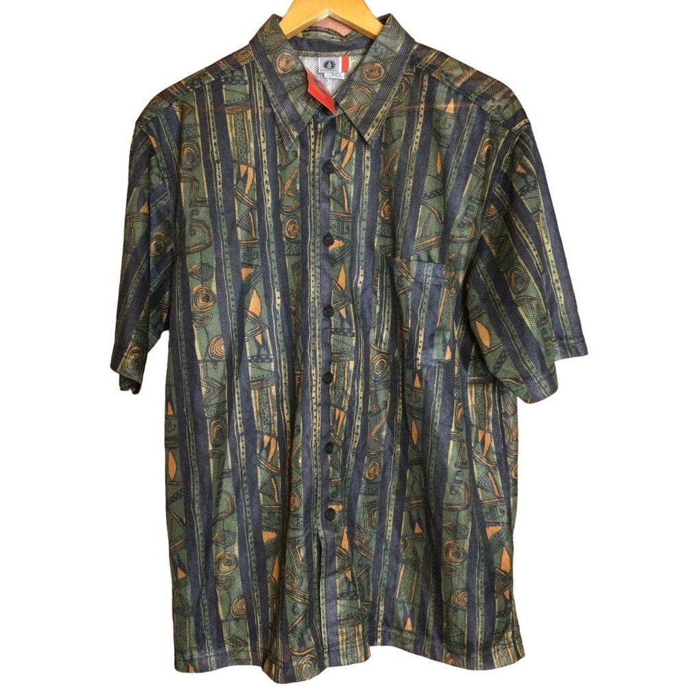 Arizona Jean Co. Men's Short Sleeve Button Front Shirt Collared Size Large